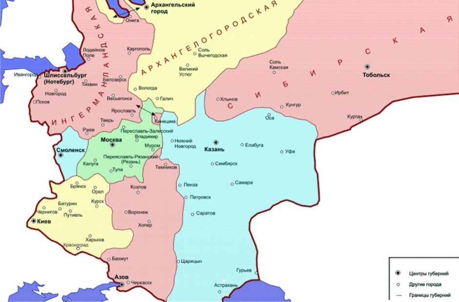 мапа губернії московського царства