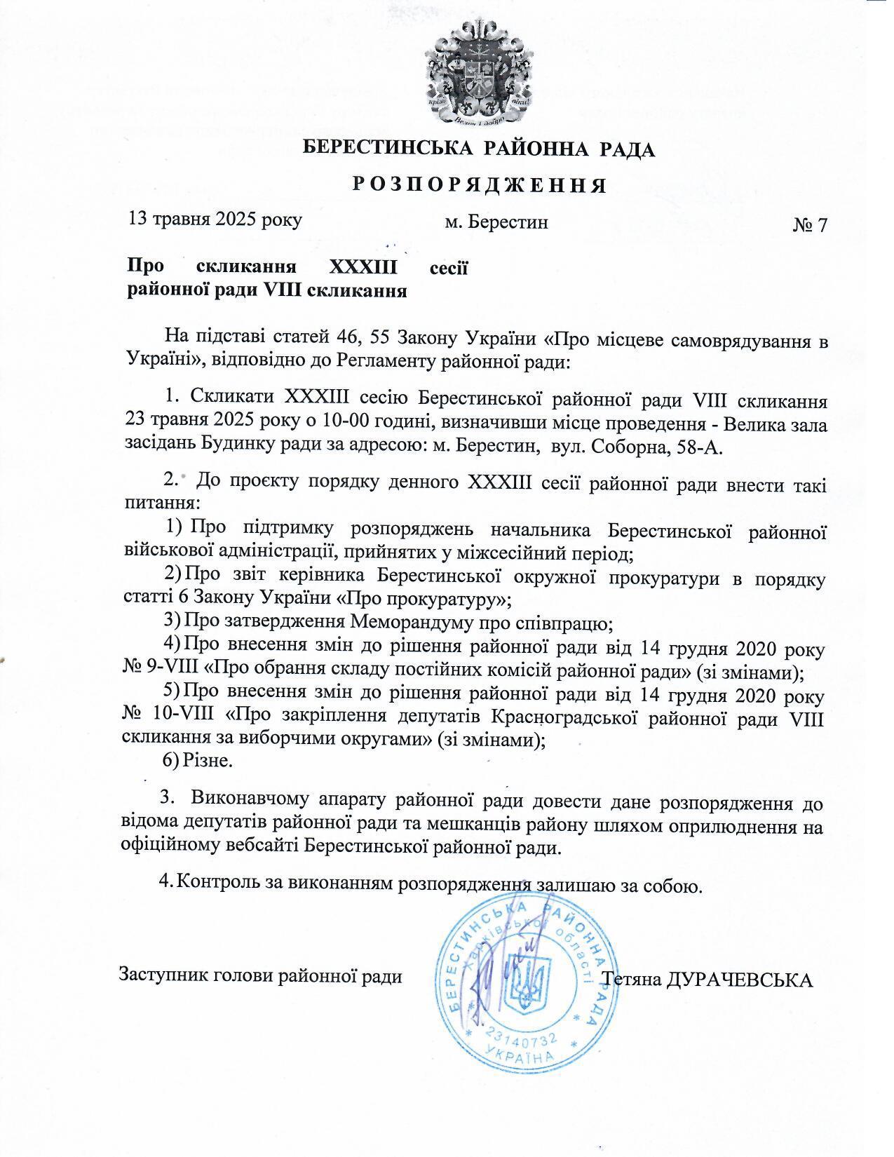 Розпорядження 33 сесія